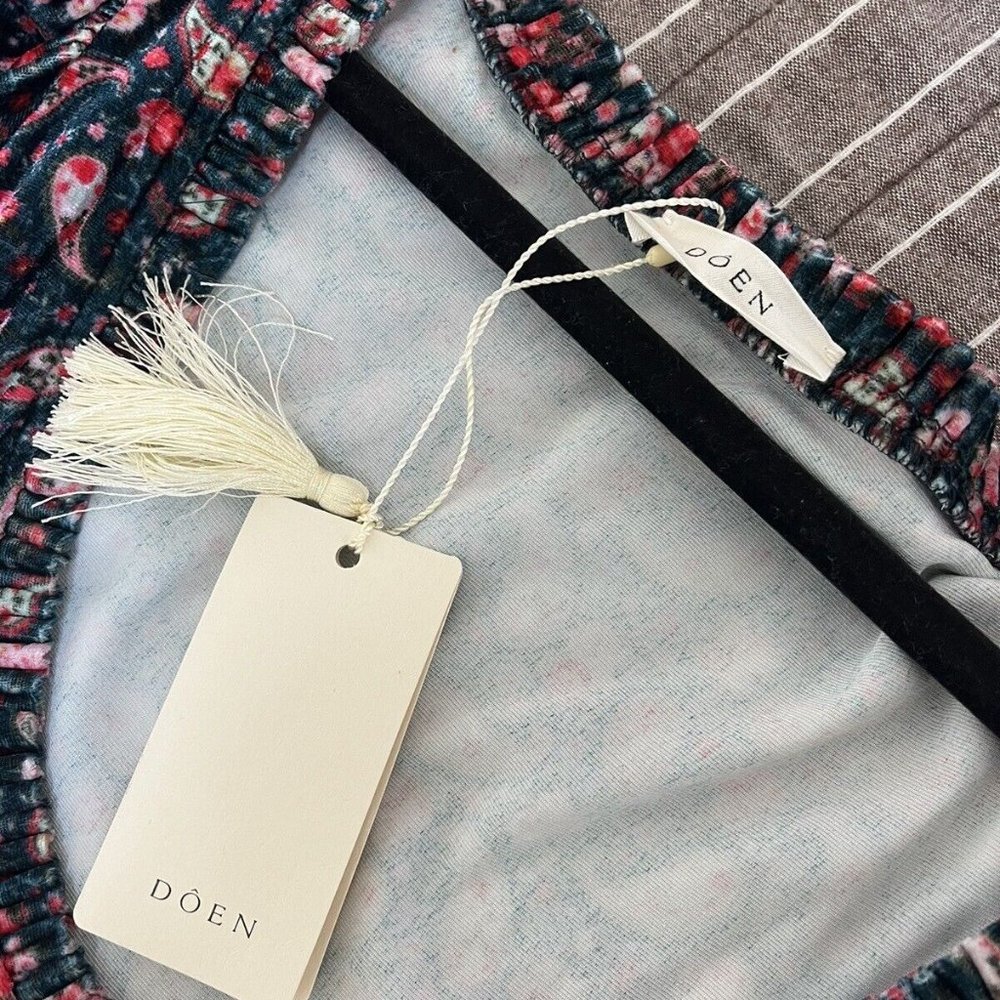 NWT Doen Marin dress silk velvet - M - Teal Canterbury Paisley - Picture 5 of 8